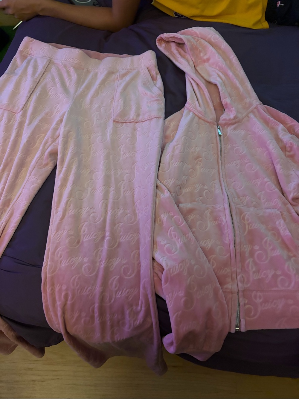 Juicy Couture Pink Velour Zip Hoodie & Pants Set